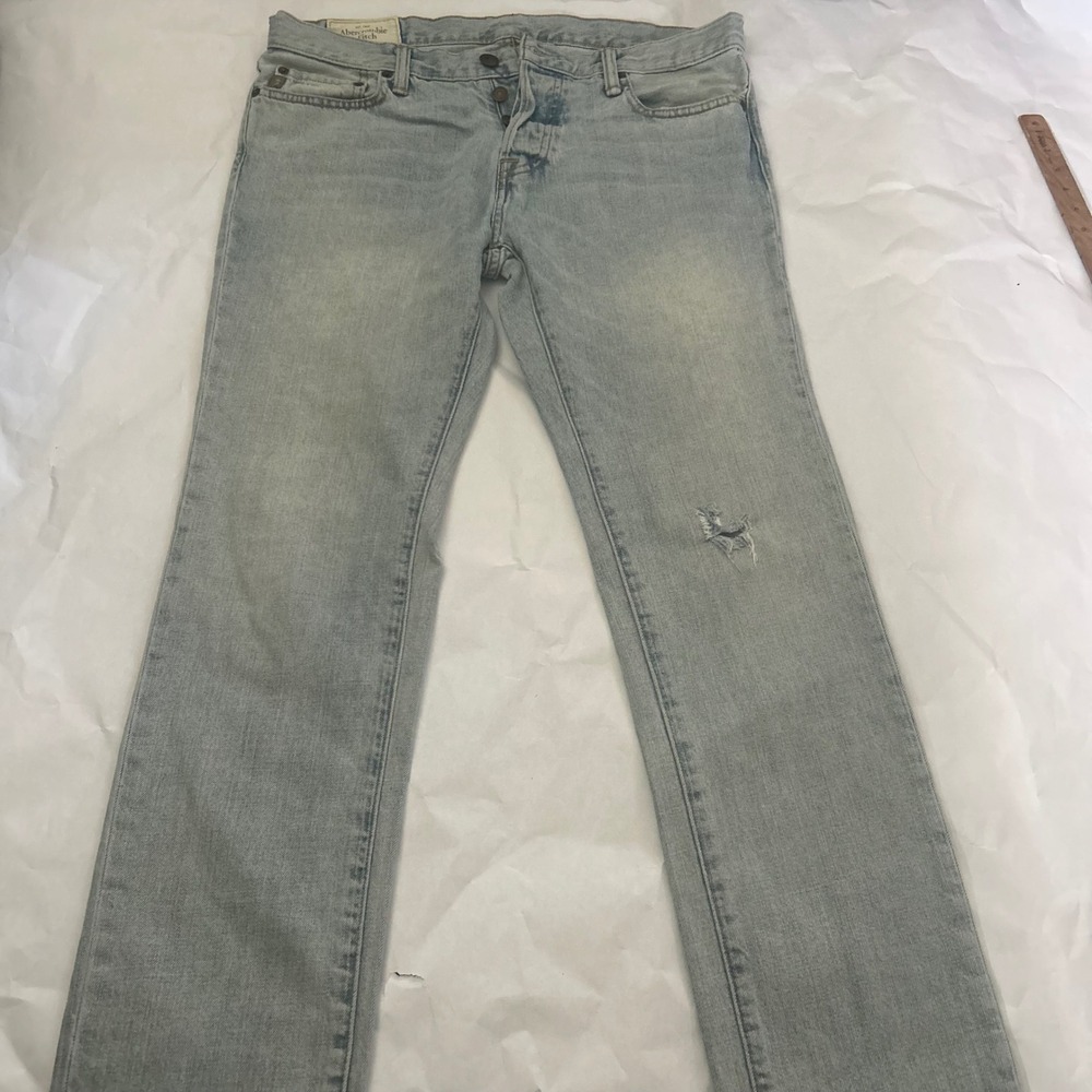 Abercrombie Fitch The‎ A&F Skinny Mens Jeans Light Wash W33 L32 Distressed